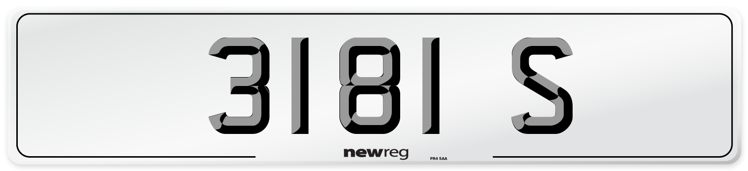 3181 S Number Plate from New Reg